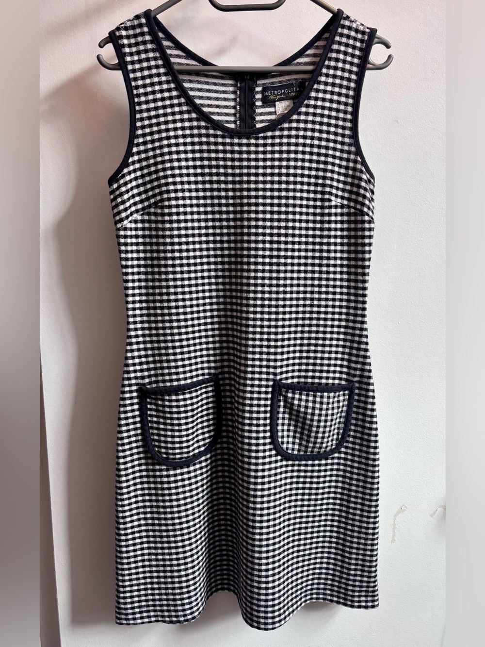 Vintage Black & White Gingham Sleeveless Mini Dress by Metropolitan